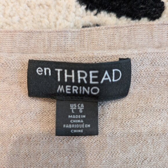 en Thread Merino Cardigan Size L 100% Merino Wool Beige - Picture 4 of 6